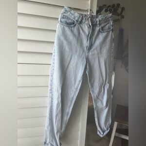 light blue washed mom jeans